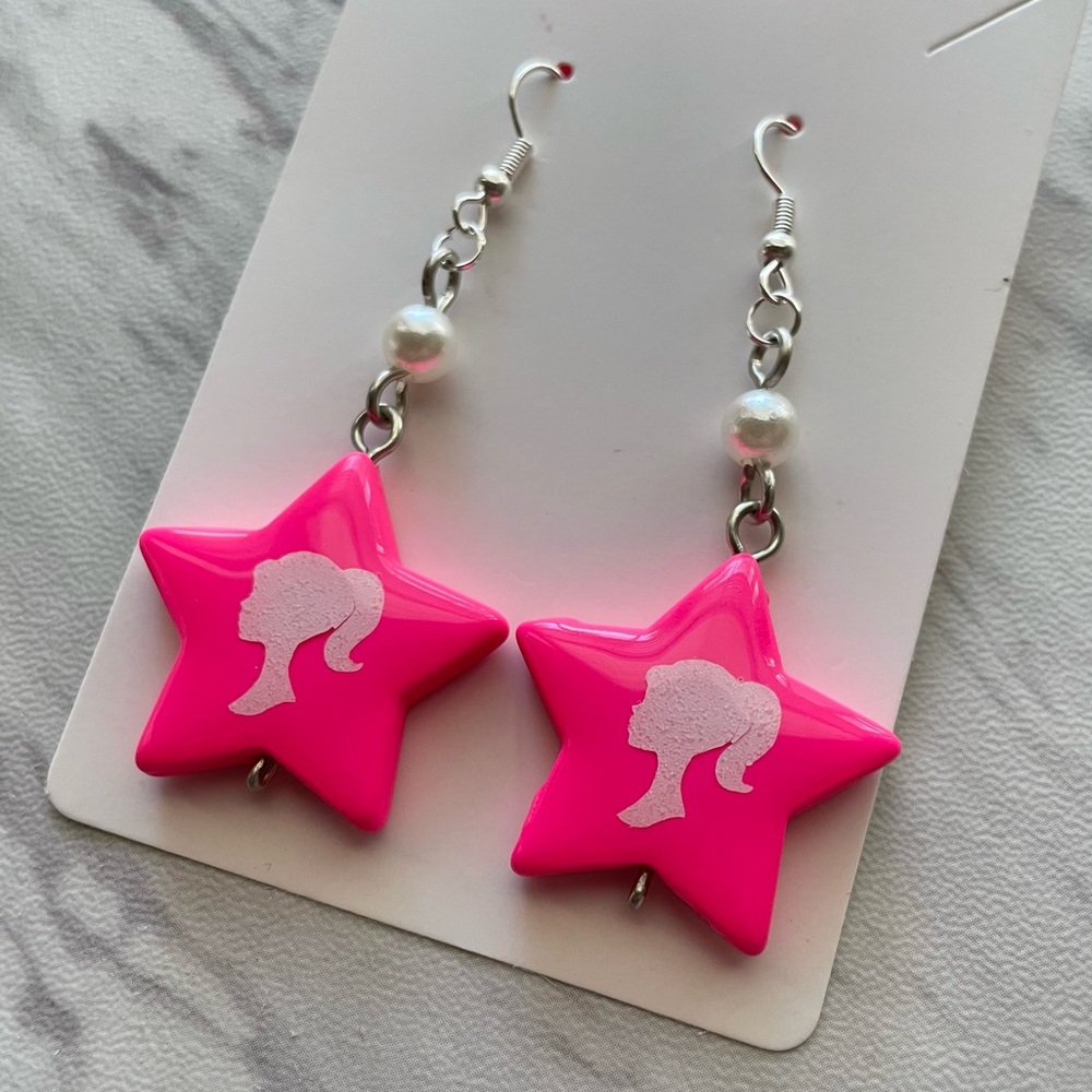 pink star doll earrings - Picture 3 of 3